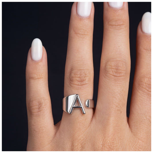 PERSONALISIERTER EDELSTAHL ANFANGSBUCHSTABEN "BEGALO" RING - ICERAIN JEWELRY