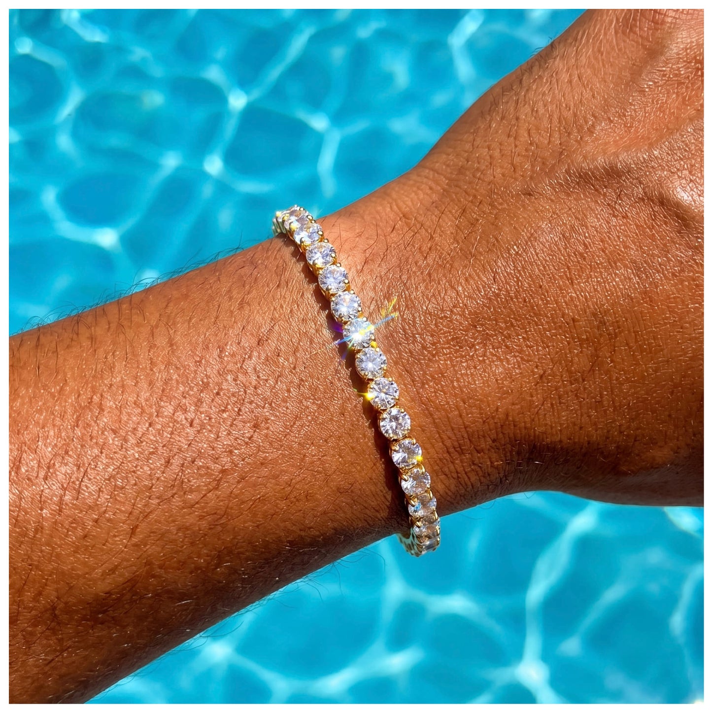 SALE | ICED OUT 4MM 18CM "GOLD TENNIS" ARMBAND - ICERAIN JEWELRY