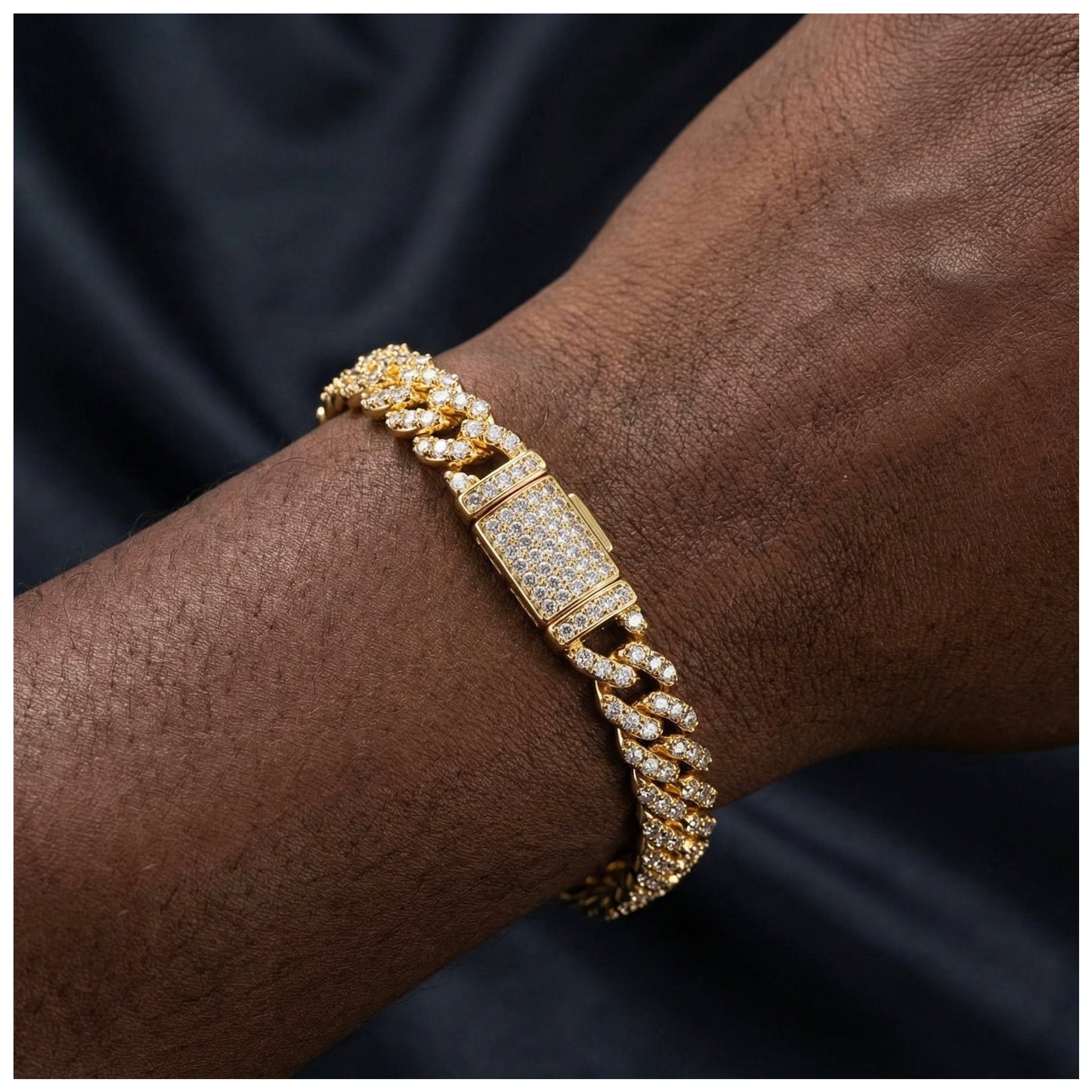 ICED OUT 9MM "GOLD CHOPPER CUBAN" ARMBAND - ICERAIN JEWELRY