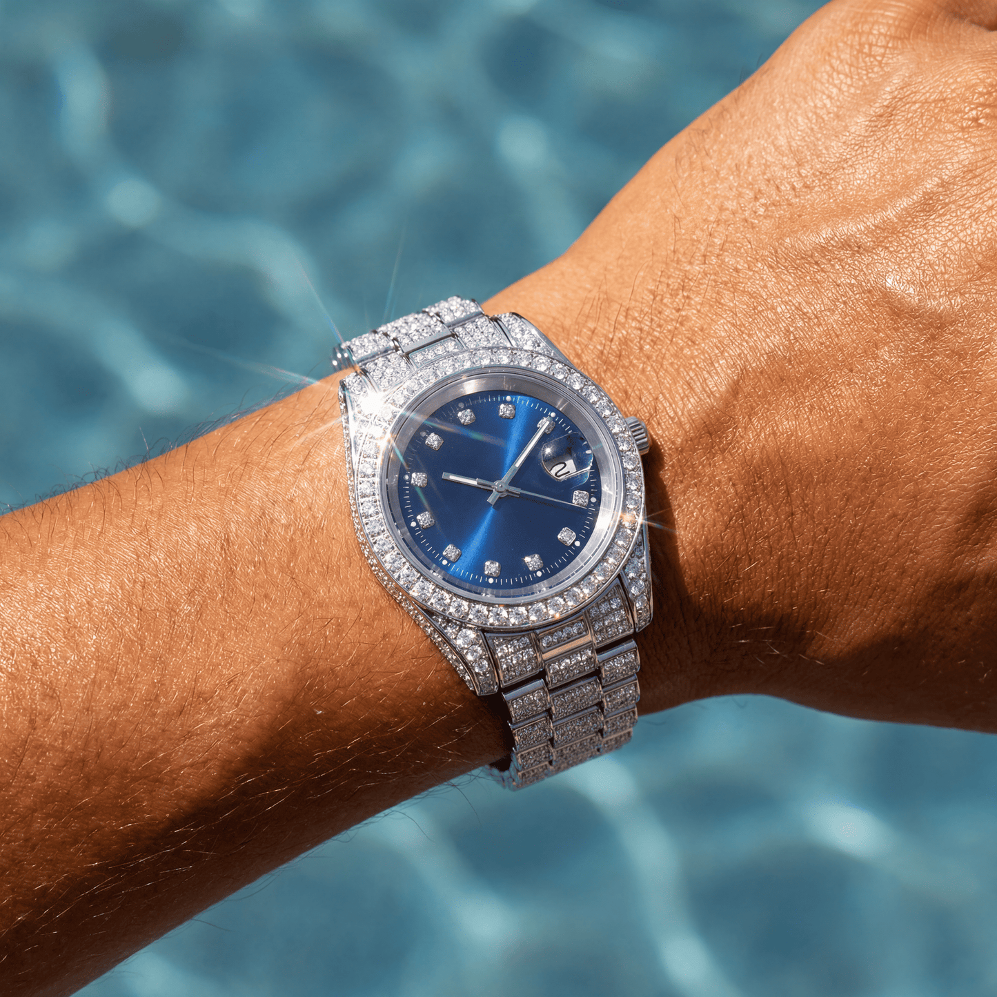 ICED OUT 40MM "COSAFIMA" 12K WEISSGOLD UHR - ICERAIN JEWELRY
