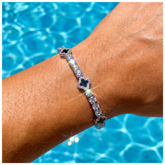 ICED OUT "BLACK CLOVER TENNIS" ARMBAND - ICERAIN JEWELRY