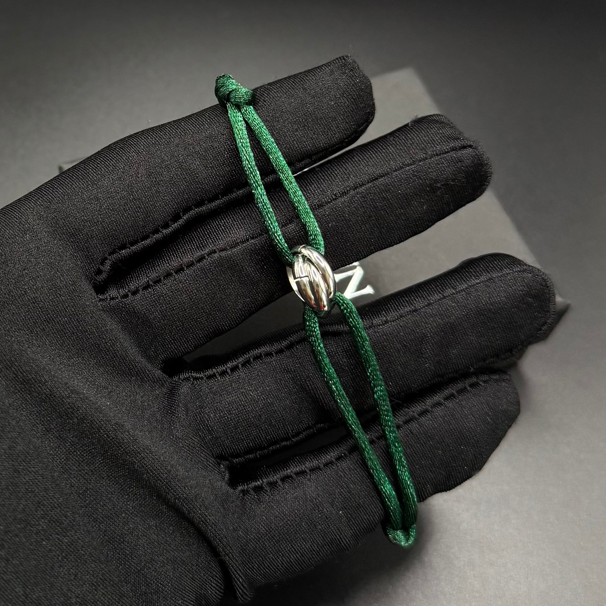 SALE | STOFF/EDELSTAHL "GREEN/SILVER TRICOLOR" ARMBAND - ICERAIN JEWELRY