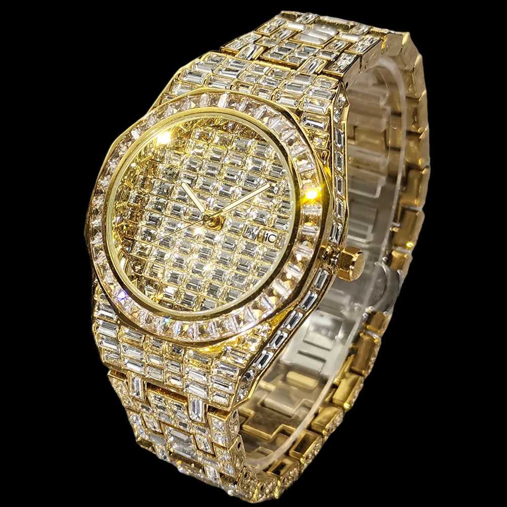 Luxus Designer Iced Out "Velesimo" Uhr + Box + Armbandkürzer