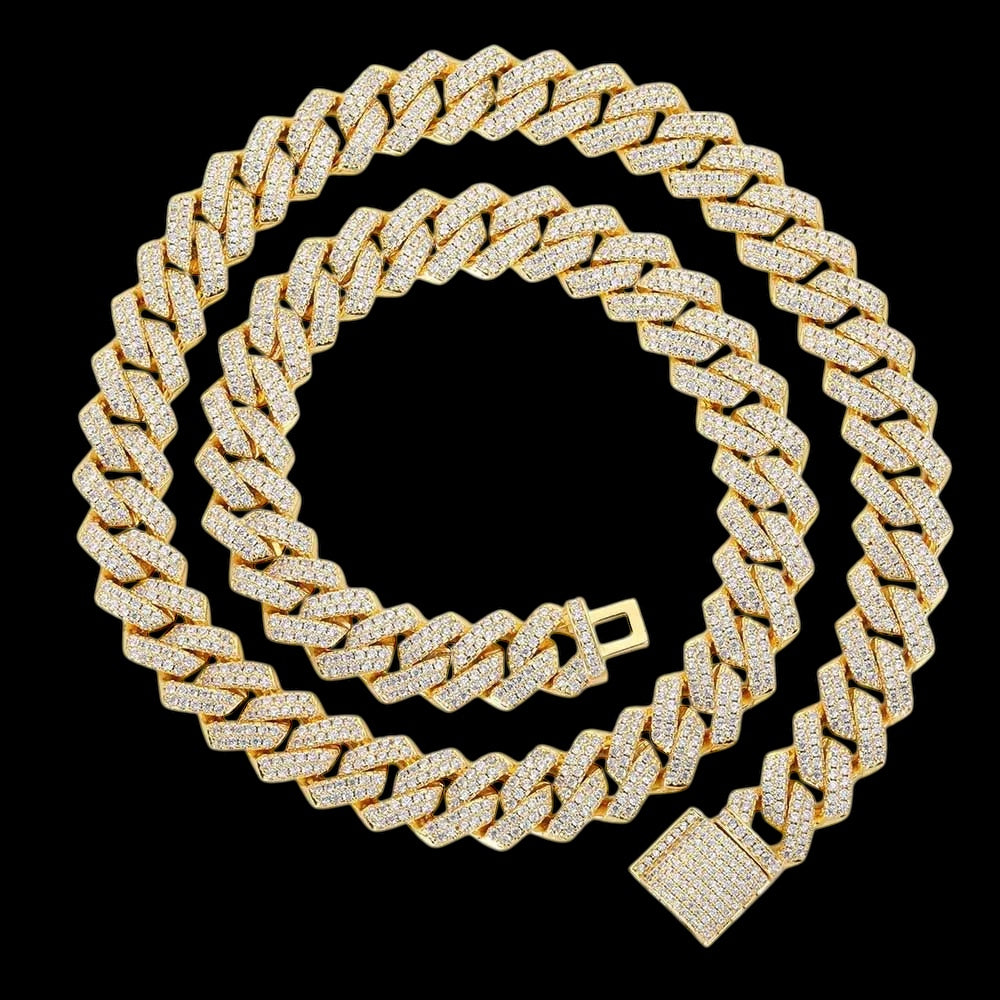 ICED OUT 10-14MM "GOLD PRONG CUBAN" KETTE [HEAVY VERSION]