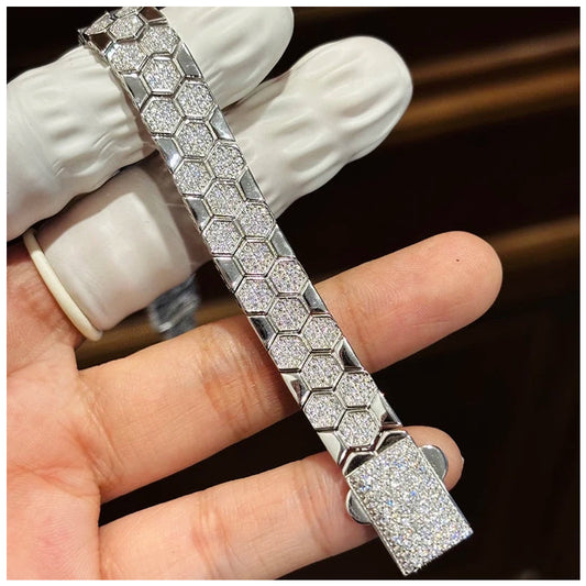 ICED OUT MOISSANITE "SOCCER" WEISSGOLD 925S SILVER ARMBAND - ICERAIN JEWELRY