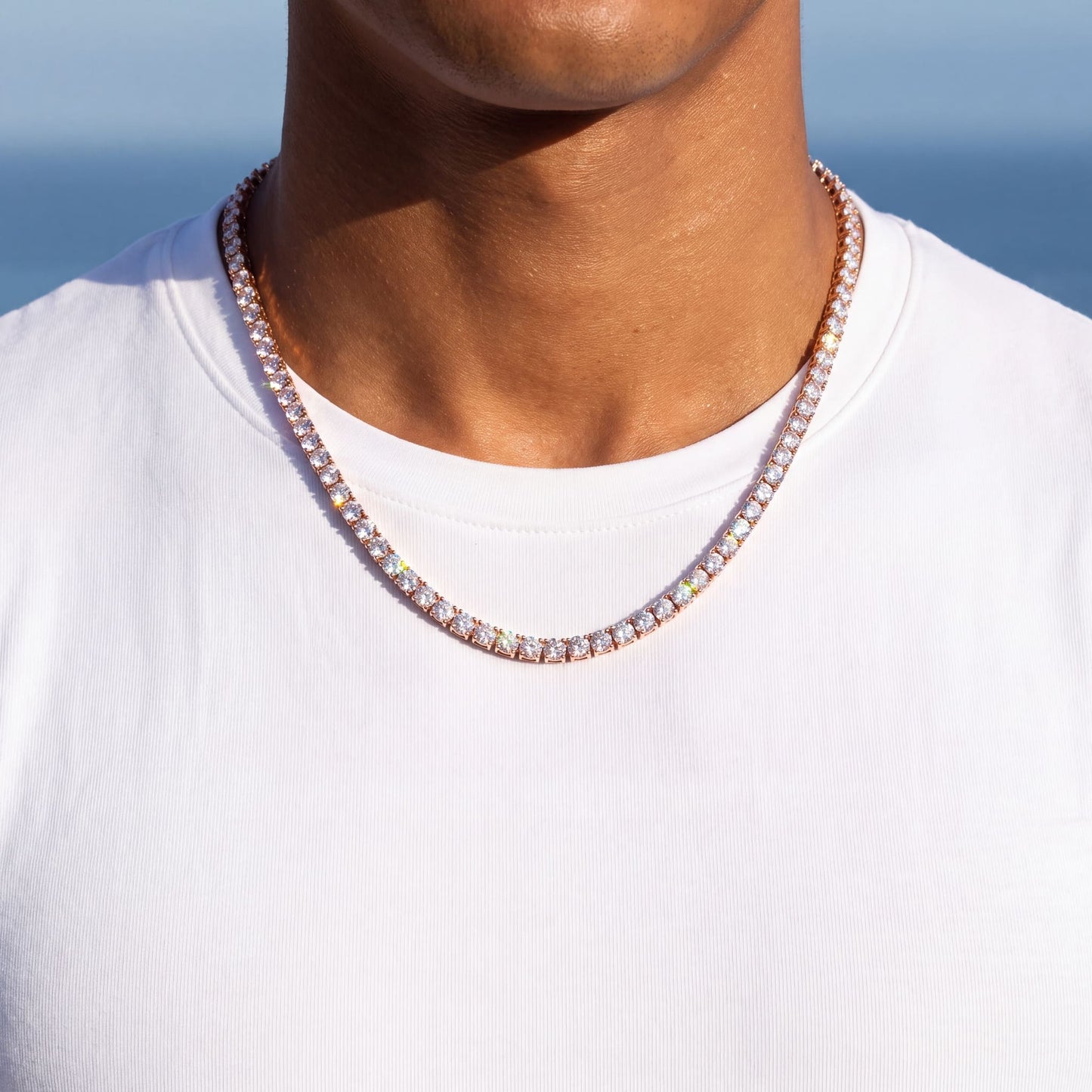 ICED OUT "ROSEGOLD TENNIS" KETTE