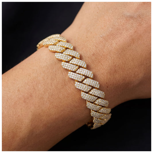ICED OUT 10-14MM "GOLD PRONG CUBAN" ARMBAND [HEAVY VERSION] - ICERAIN JEWELRY