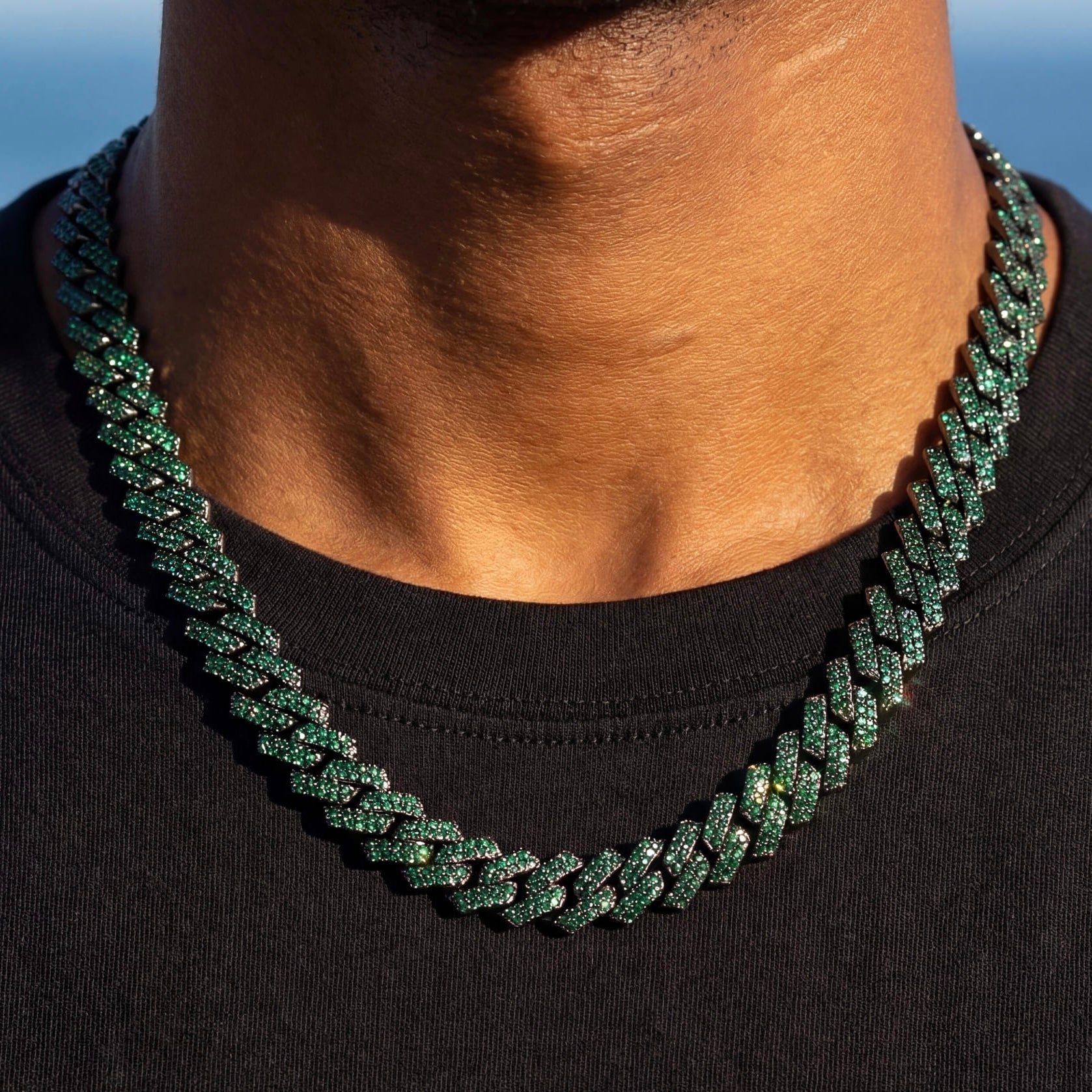 ICED OUT 14MM "GREEN PRONG CUBAN" KETTE [CLASSIC VERSION] - ICERAIN JEWELRY