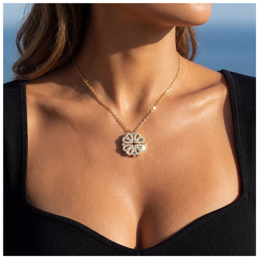 ICED OUT "GOLD MAGNET CLOVER" KETTE - ICERAIN JEWELRY
