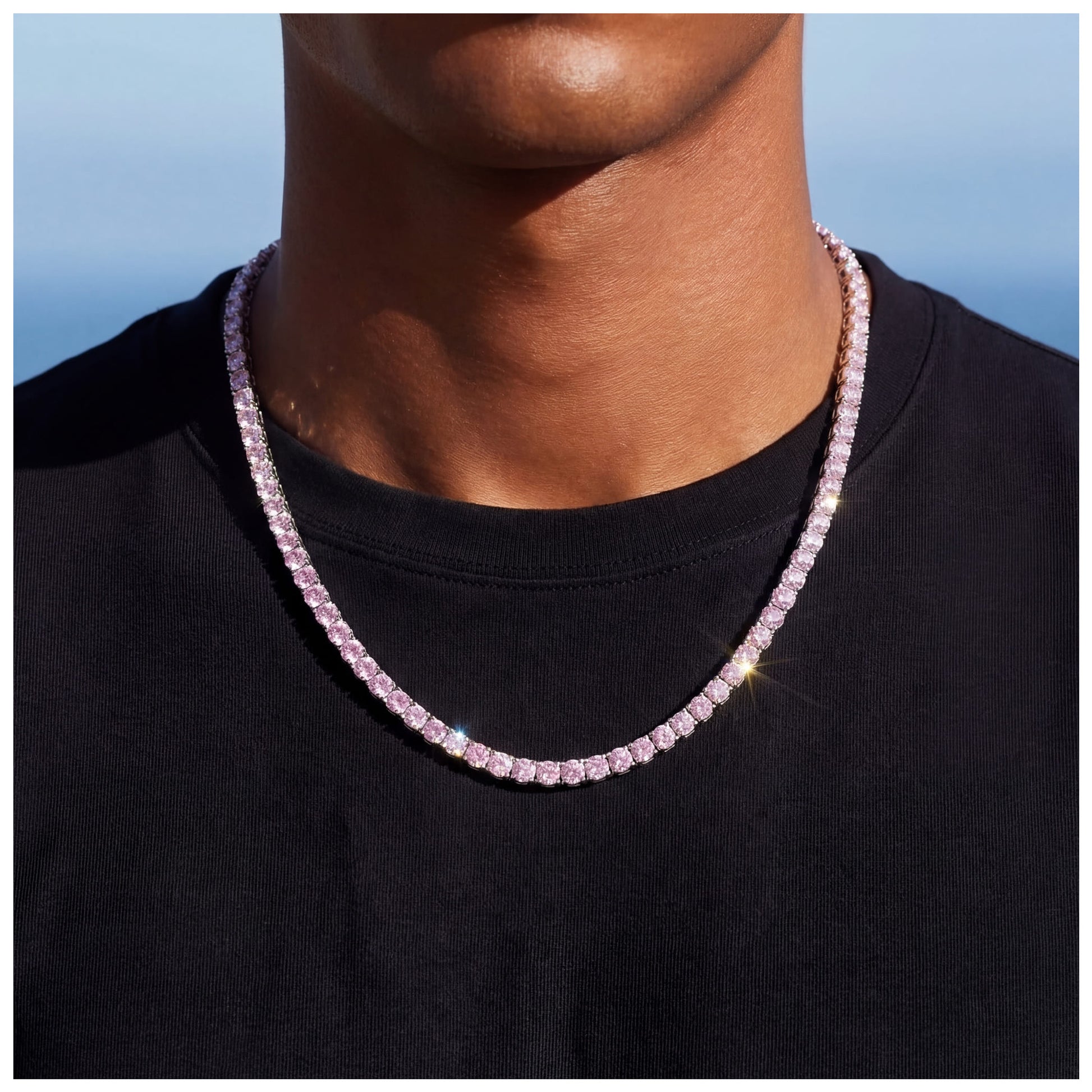 ICED OUT 5MM "PINK TENNIS" KETTE - ICERAIN JEWELRY