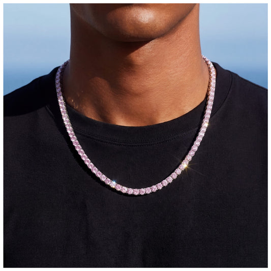 ICED OUT 5MM "PINK TENNIS" KETTE - ICERAIN JEWELRY
