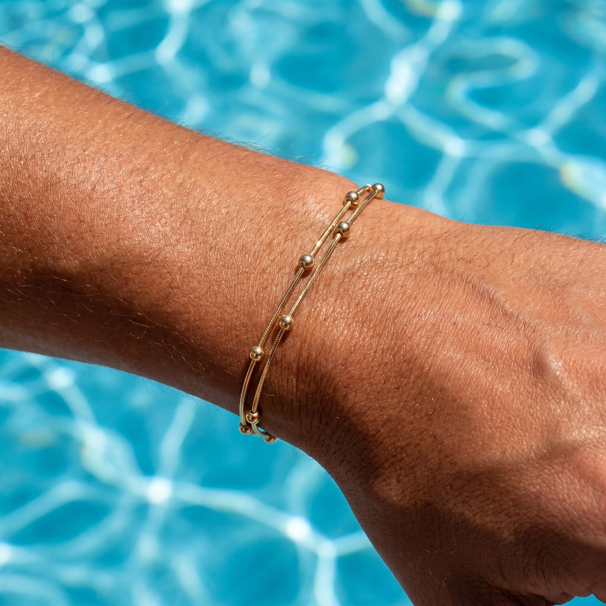 925S SILVER 14K GOLD 0,9MM "SATELLITE" ARMBAND - ICERAIN JEWELRY