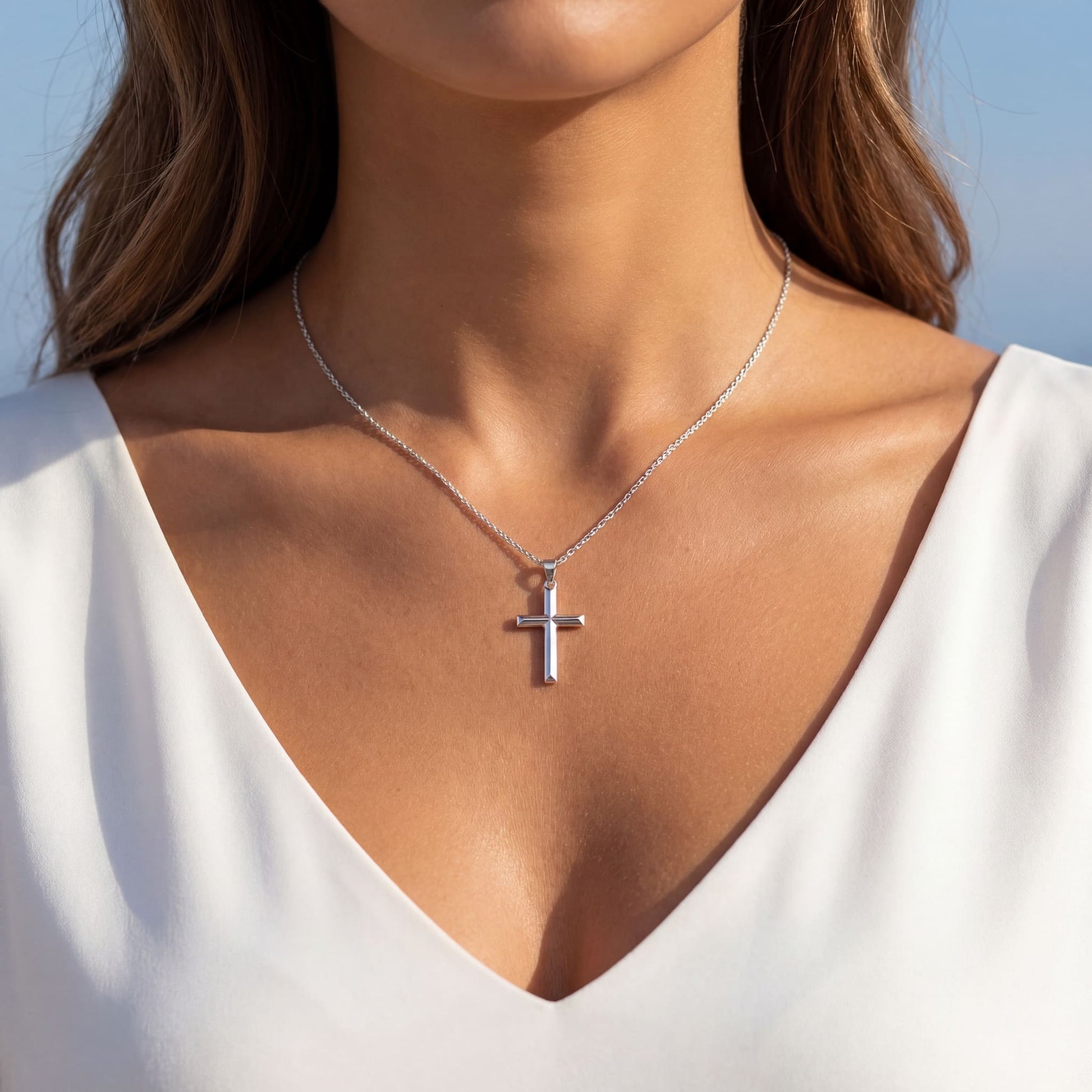 925S SILVER "SILVER CROSS" KETTE - ICERAIN JEWELRY