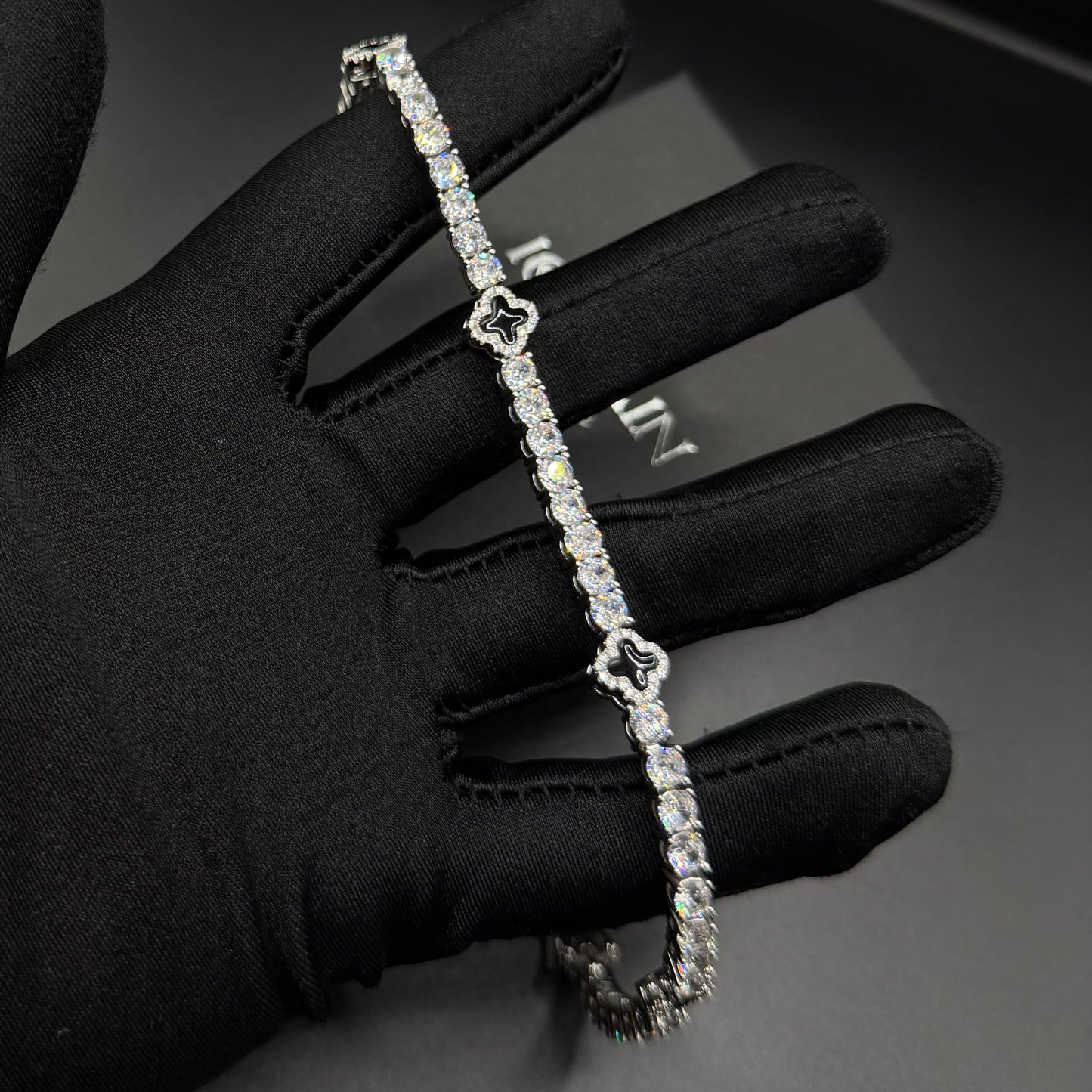 ICED OUT "BLACK CLOVER TENNIS" ARMBAND - ICERAIN JEWELRY