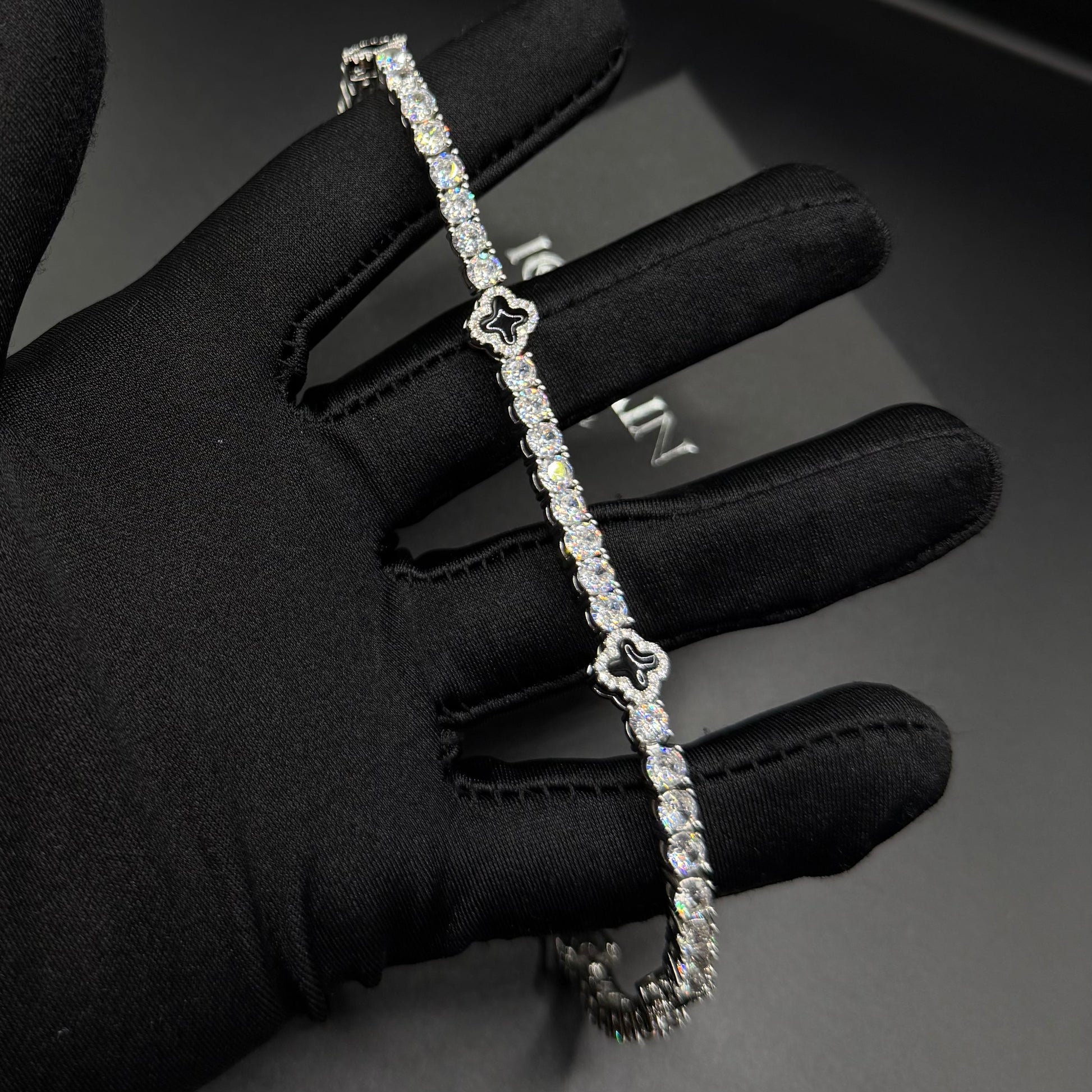 ICED OUT "BLACK CLOVER TENNIS" ARMBAND - ICERAIN JEWELRY