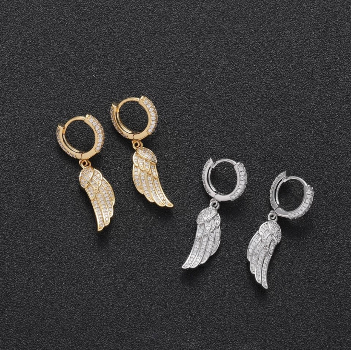 ICED OUT "GOLD ANGEL WINGS" OHRRINGE - ICERAIN JEWELRY