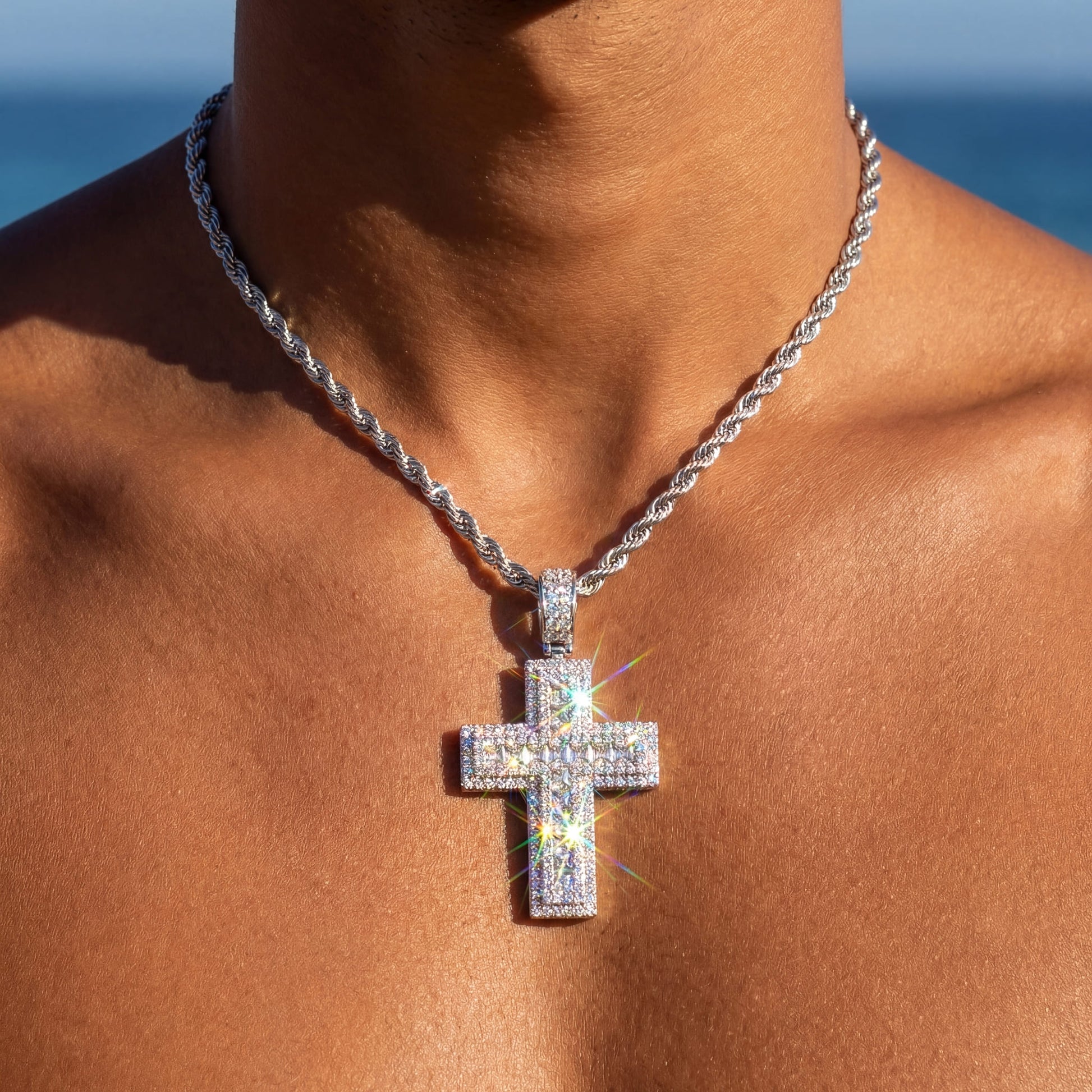ICED OUT "CROSS V6" KETTE - ICERAIN JEWELRY
