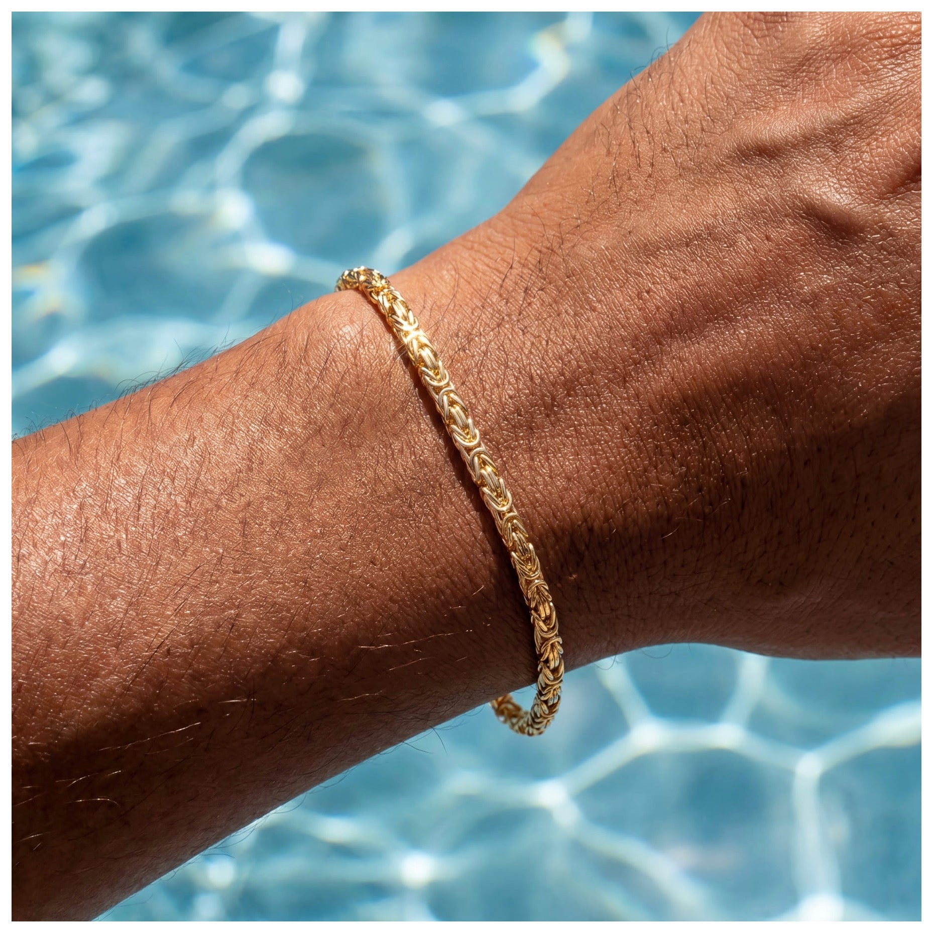 925S SILVER 18K GOLD 2,5MM "KING" KÖNIGSARMBAND - ICERAIN JEWELRY