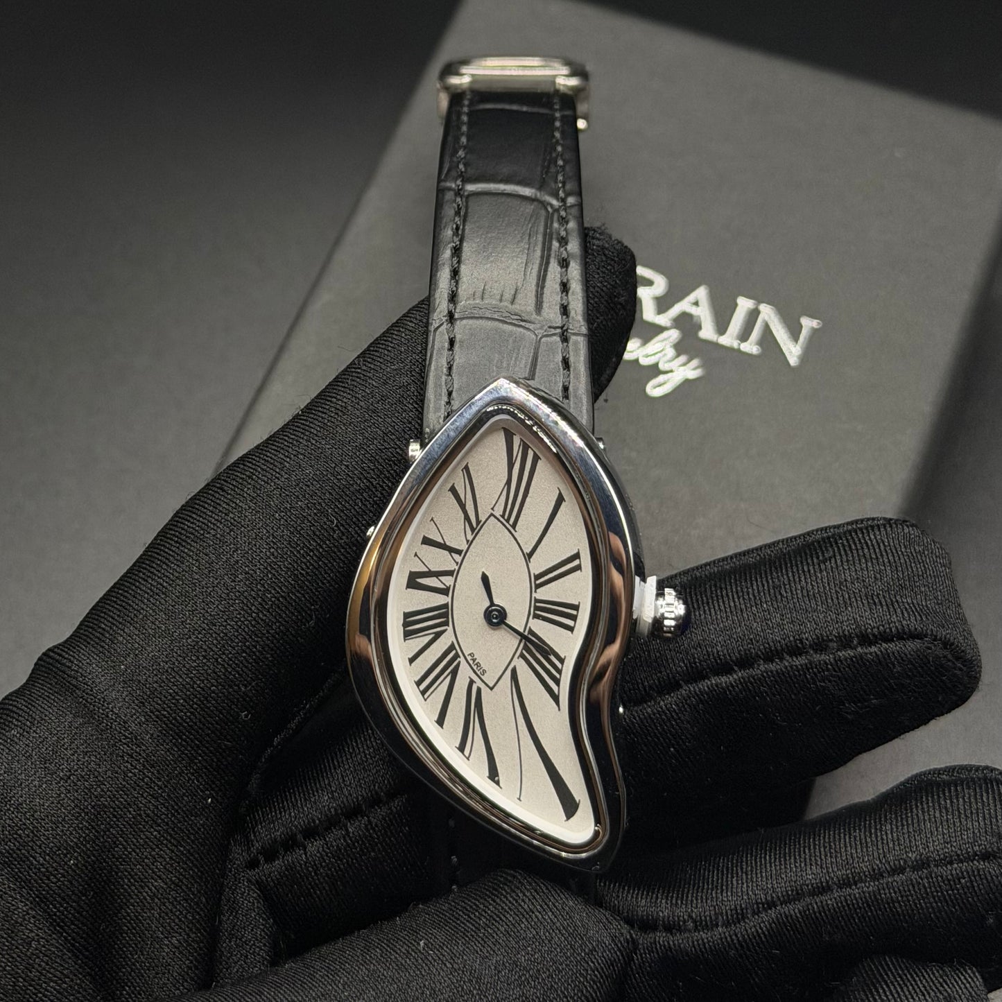 SALE | EDELSTAHL AUTOMATIK "SILVER/WHITE TONNEAU PARIS" UHR - ICERAIN JEWELRY