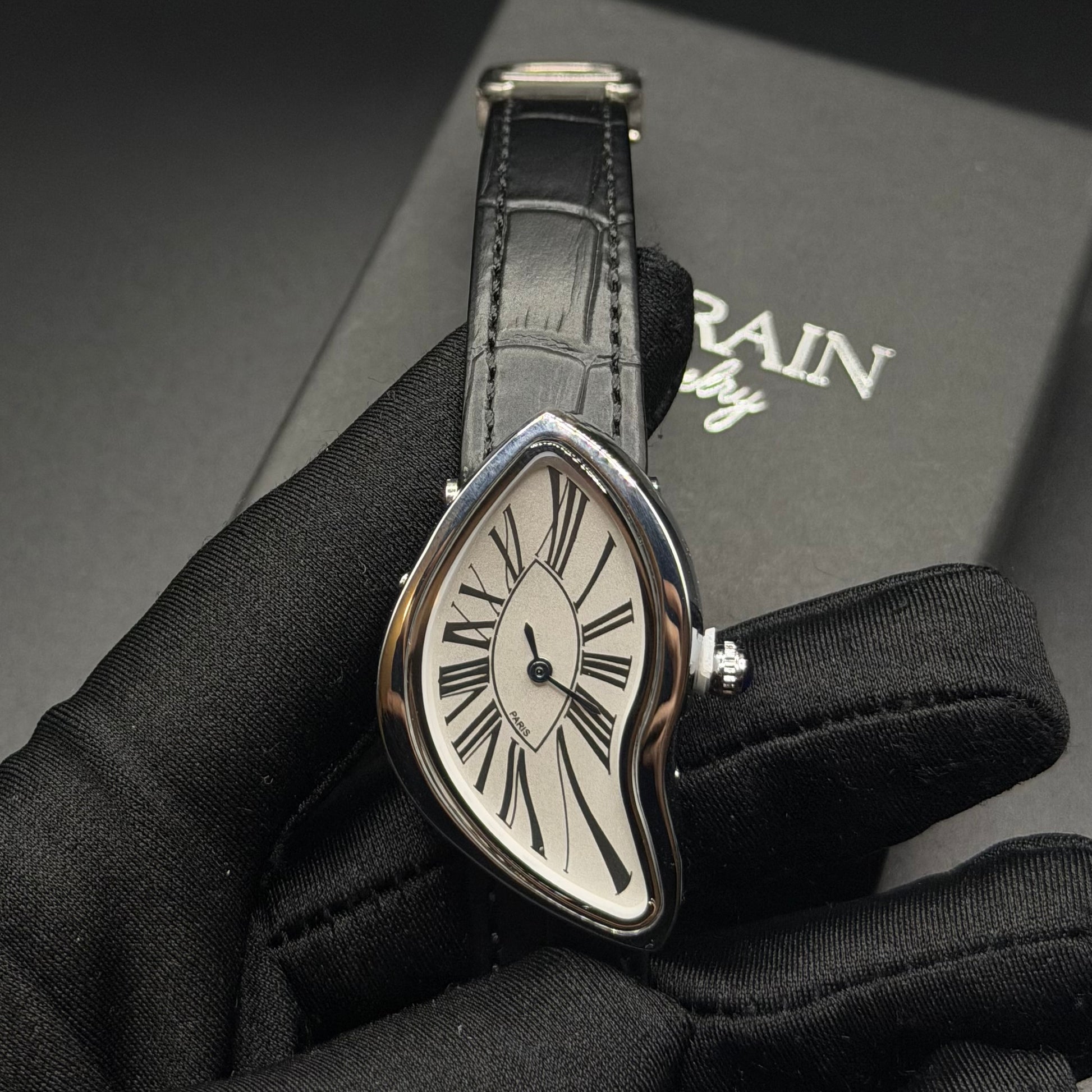 SALE | EDELSTAHL AUTOMATIK "SILVER/WHITE TONNEAU PARIS" UHR - ICERAIN JEWELRY