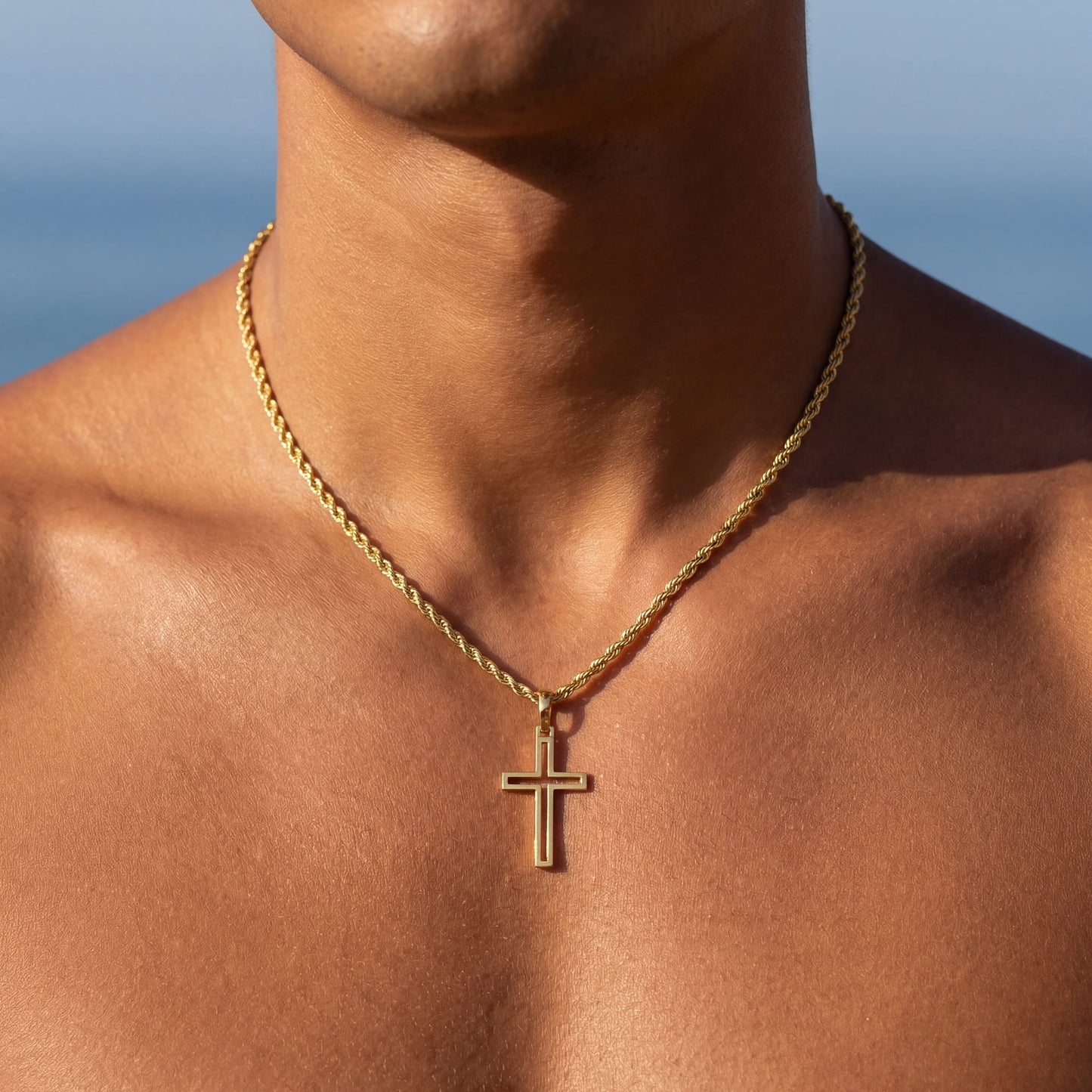 925S SILVER 18K GOLD "CROSS V2" KETTE - ICERAIN JEWELRY