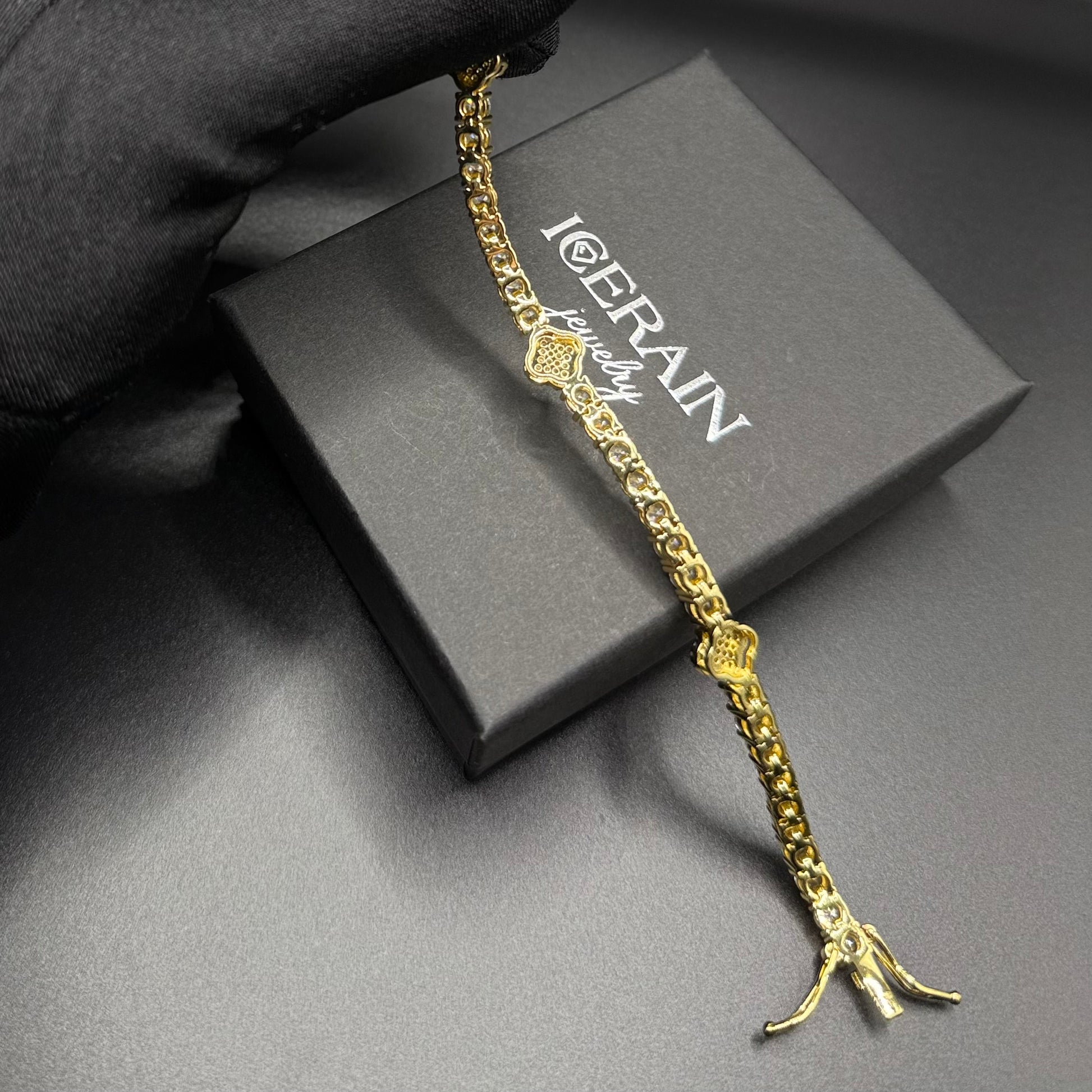 ICED OUT "GOLD CLOVER TENNIS" ARMBAND - ICERAIN JEWELRY