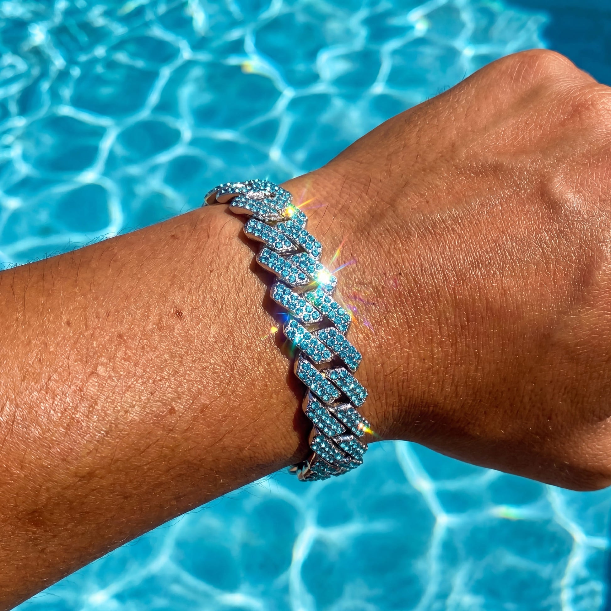 ICED OUT 14MM "BLUE PRONG CUBAN" ARMBAND [CLASSIC VERSION] - ICERAIN JEWELRY