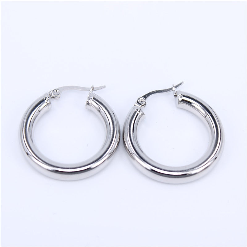EDELSTAHL "SILVER CIRCLE" OHRRINGE - ICERAIN JEWELRY