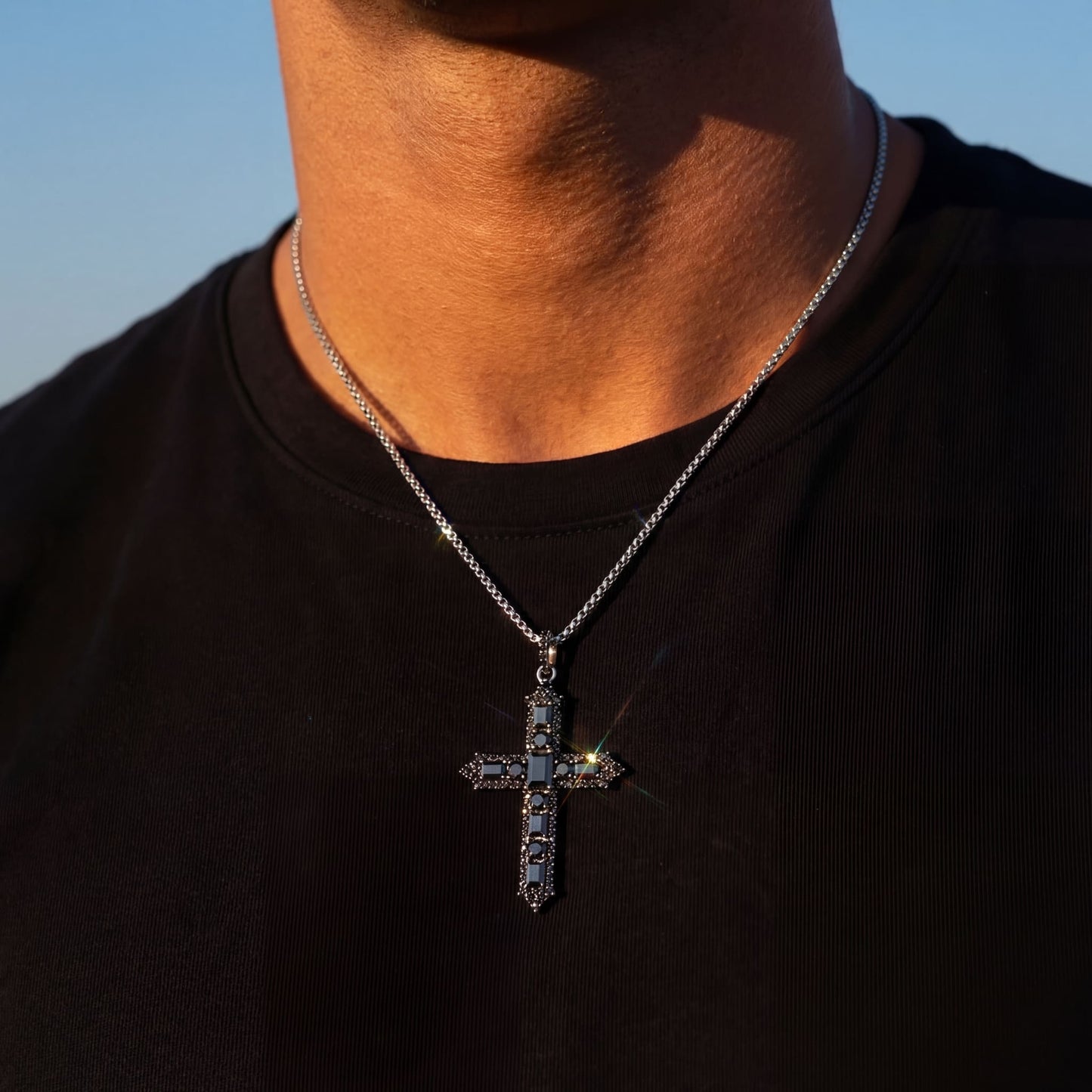 ICED OUT "BLACK CROSS" KETTE - ICERAIN JEWELRY