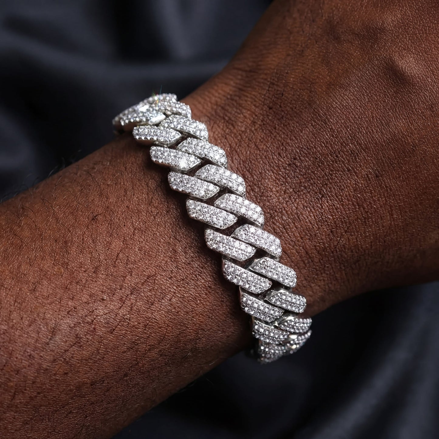 ICED OUT 10-14MM "SILVER PRONG CUBAN" ARMBAND [HEAVY VERSION] - ICERAIN JEWELRY