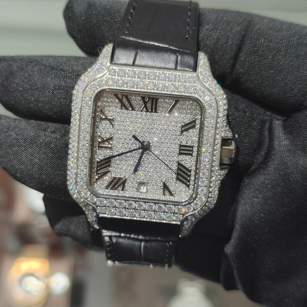 ICED OUT 40MM MOISSANITE "BLACK ROMA PIAZZA" UHR - ICERAIN JEWELRY
