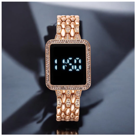 Sale | Luxus Designer Edelstahl LED "Rosegold Lovalisima" Uhr - ICERAIN JEWELRY