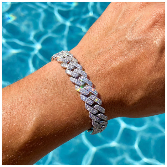 ICED OUT 10-14MM "SILVER PRONG CUBAN" ARMBAND [HEAVY VERSION] - ICERAIN JEWELRY