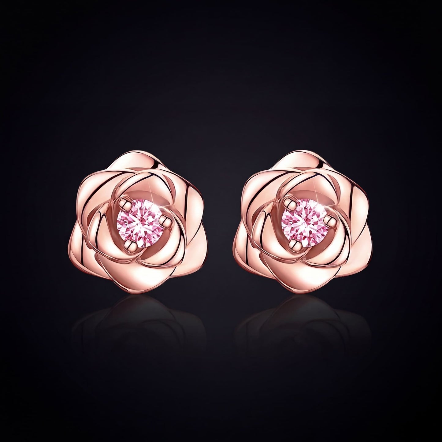 ICED OUT "ROSEGOLD/PINK ROSE" OHRRINGE - ICERAIN JEWELRY