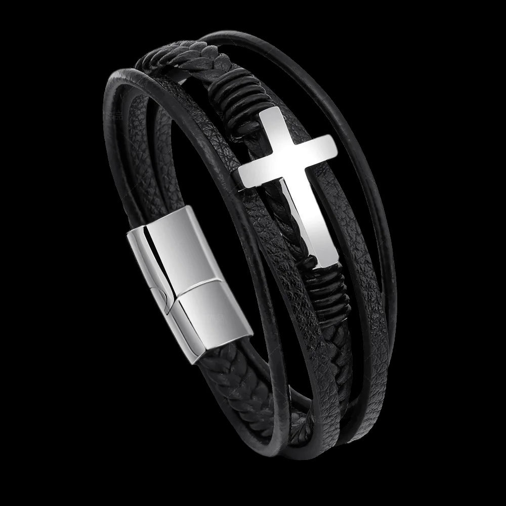 Elegante Leder "Cross" Armbänder