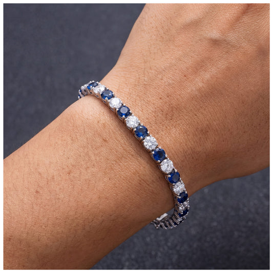 ICED OUT 5MM "SILVER/BLUE TENNIS" ARMBAND - ICERAIN JEWELRY