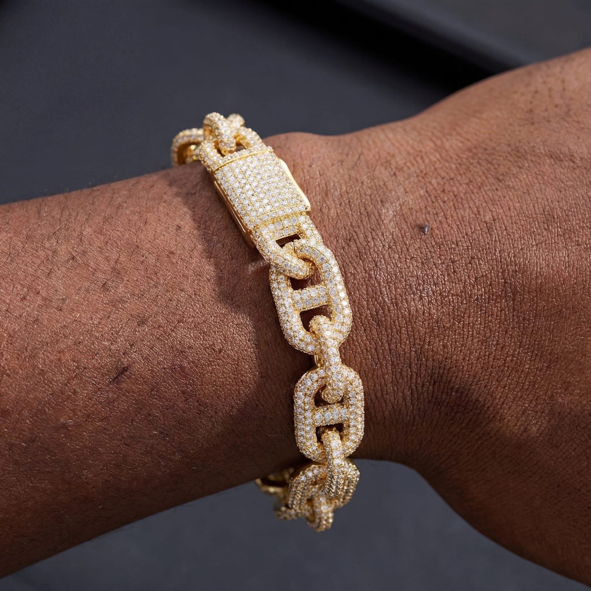 ICED OUT 15MM "GOLD ARTI" ARMBAND - ICERAIN JEWELRY
