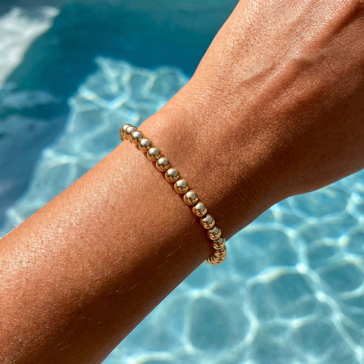 925S SILVER 14K GOLD 4MM "PEARL" ARMBAND - ICERAIN JEWELRY