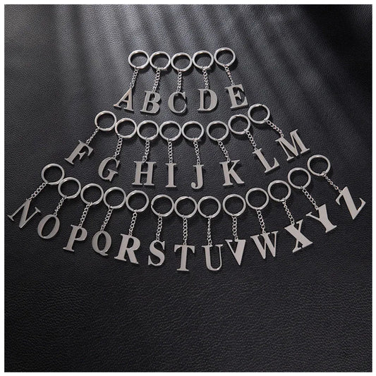 PERSONALISIERTER EDELSTAHL ANFANGSBUCHSTABE "FLISH" SCHLÜSSELANHÄNGER - ICERAIN JEWELRY