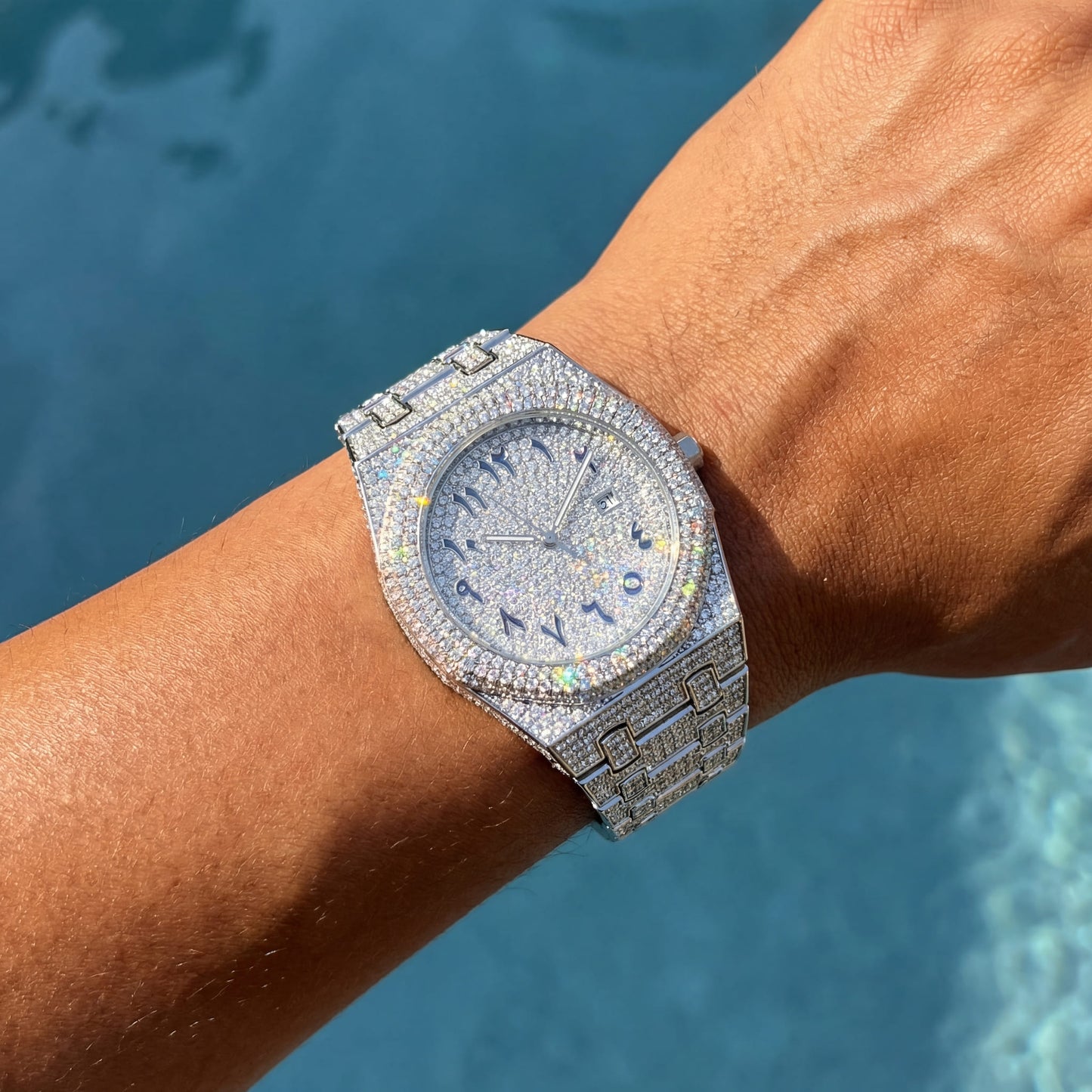 SALE | ICED OUT "SILVER ARABIC V2" UHR - ICERAIN JEWELRY