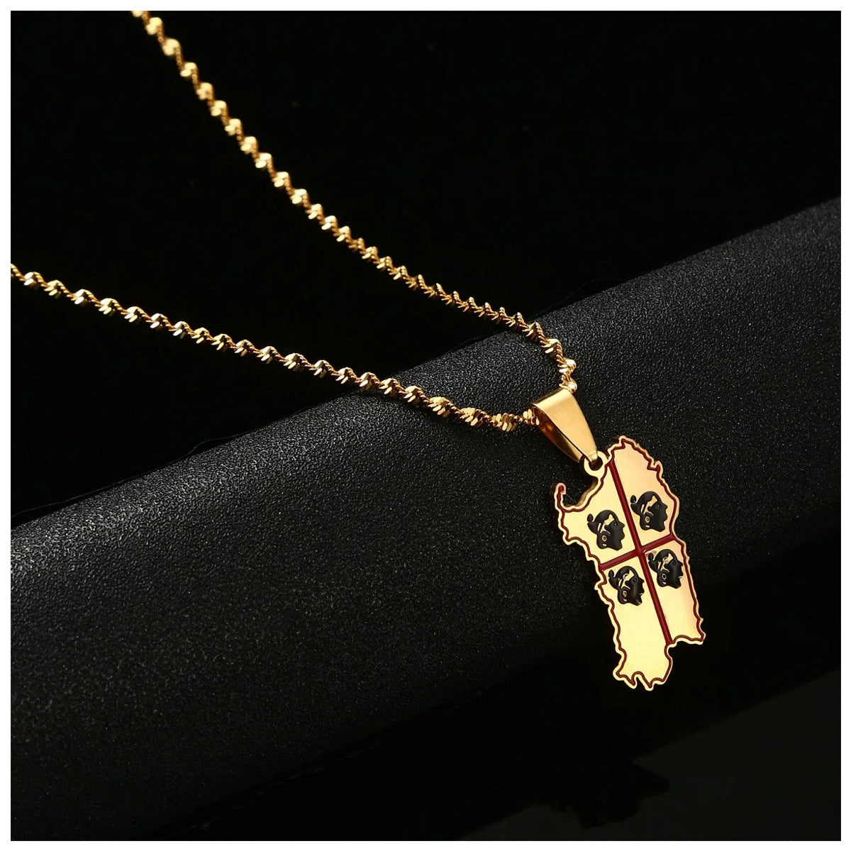 EDELSTAHL "ITALY SARDINIA" LÄNDERKETTE - ICERAIN JEWELRY