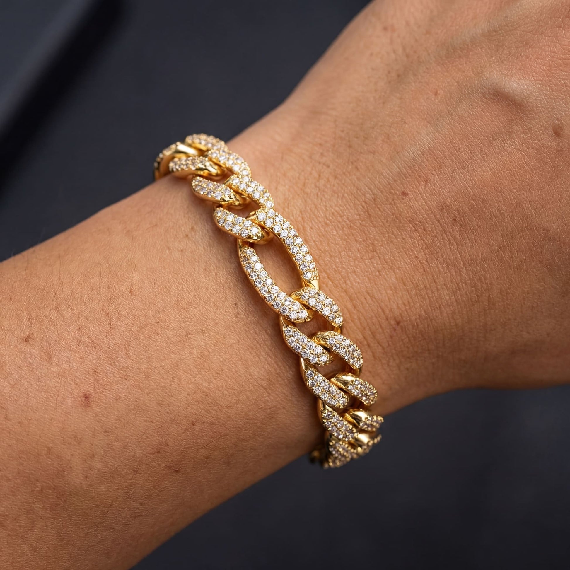 ICED OUT 10MM "FIGARO CUBAN" ARMBAND - ICERAIN JEWELRY