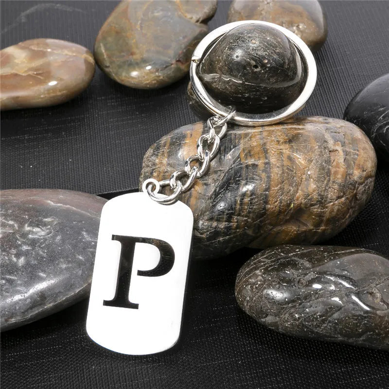 PERSONALISIERTER EDELSTAHL ANFANGSBUCHSTABE "WALLERO" SCHLÜSSELANHÄNGER - ICERAIN JEWELRY
