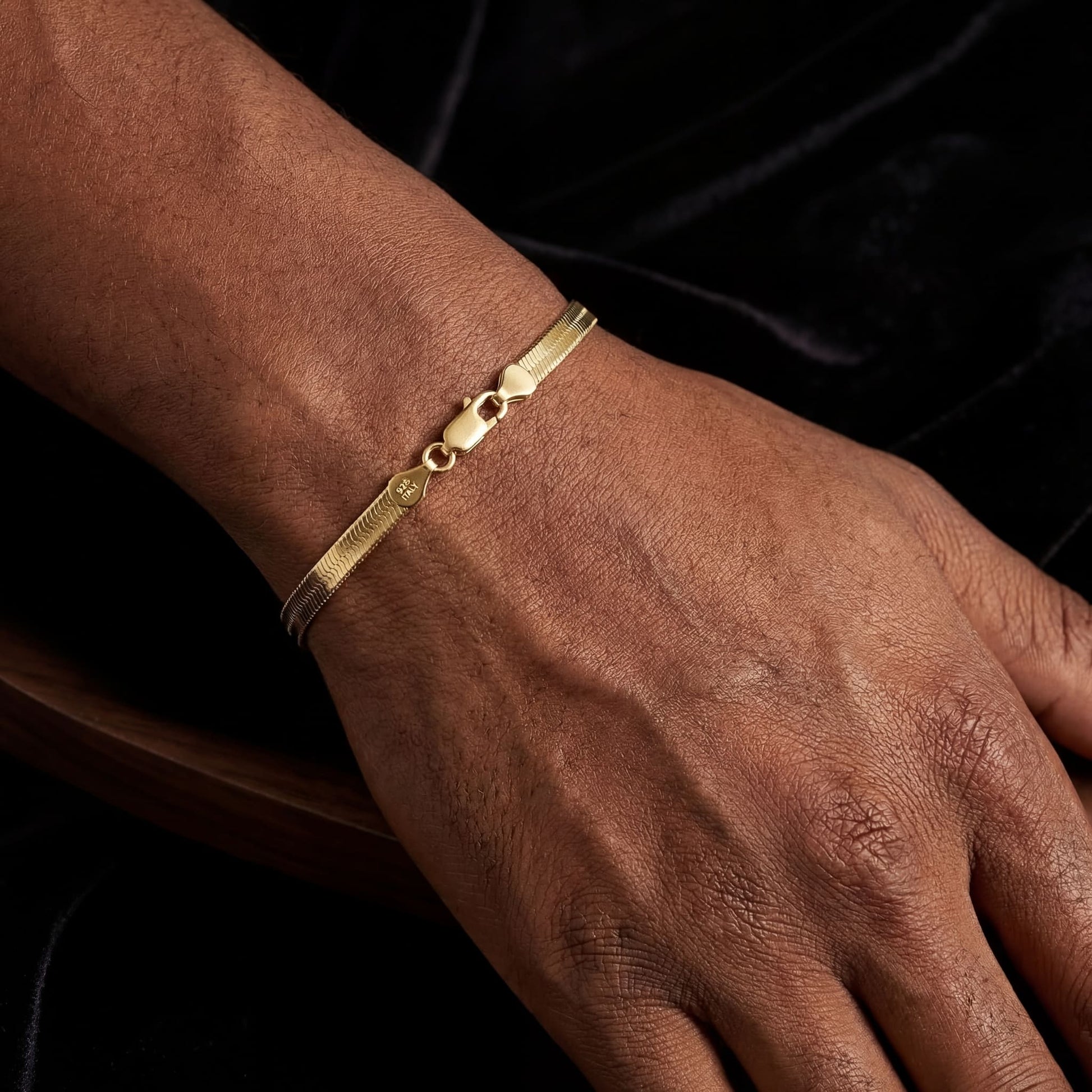 925S SILVER 18K GOLD "HERRINGBONE" ARMBAND - ICERAIN JEWELRY