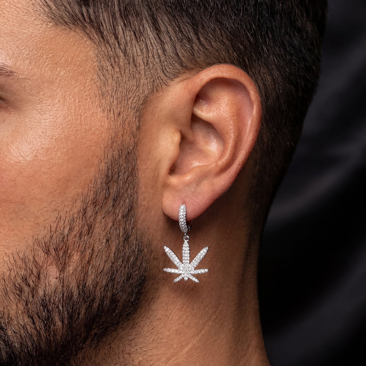 ICED OUT "SILVER PLANT" OHRRINGE - ICERAIN JEWELRY