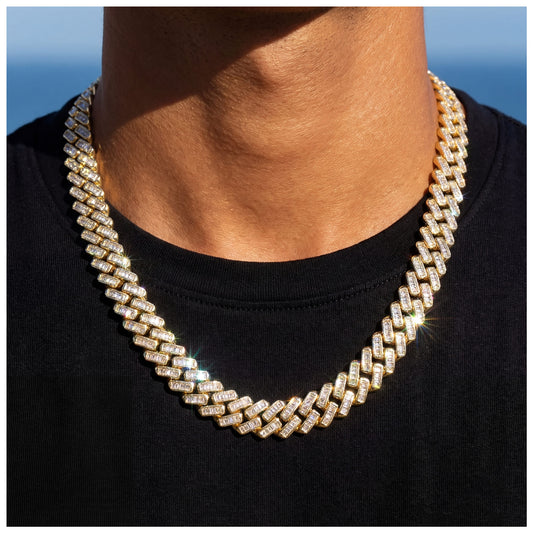 ICED OUT 12MM "GOLD PRONG CUBAN V2" KETTE - ICERAIN JEWELRY