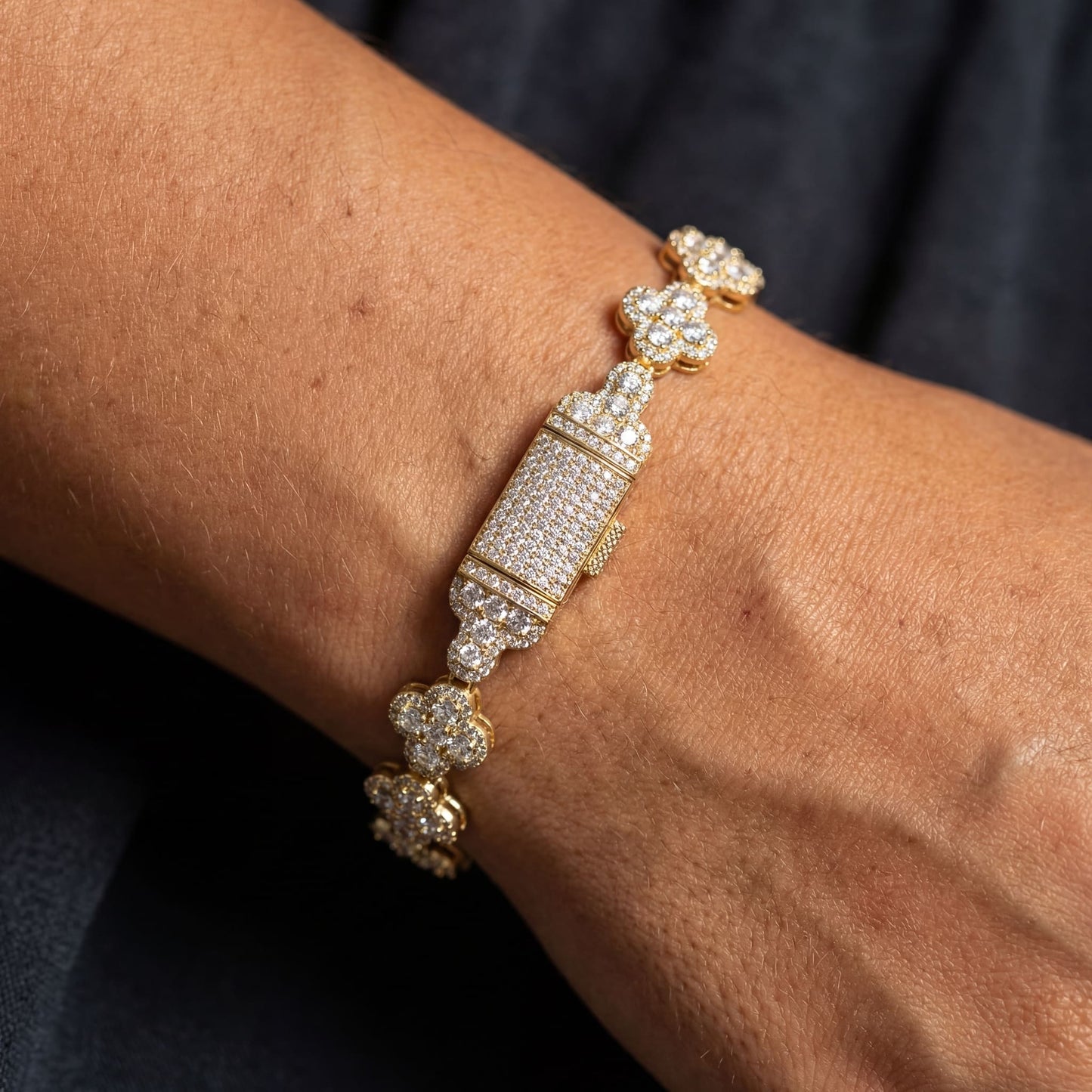 ICED OUT 11MM "GOLD CROSS" ARMBAND - ICERAIN JEWELRY