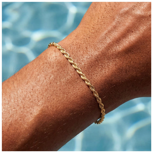 SALE | 925S SILVER 18K GOLD 3,3MM 18CM "ROPE" ARMBAND - ICERAIN JEWELRY