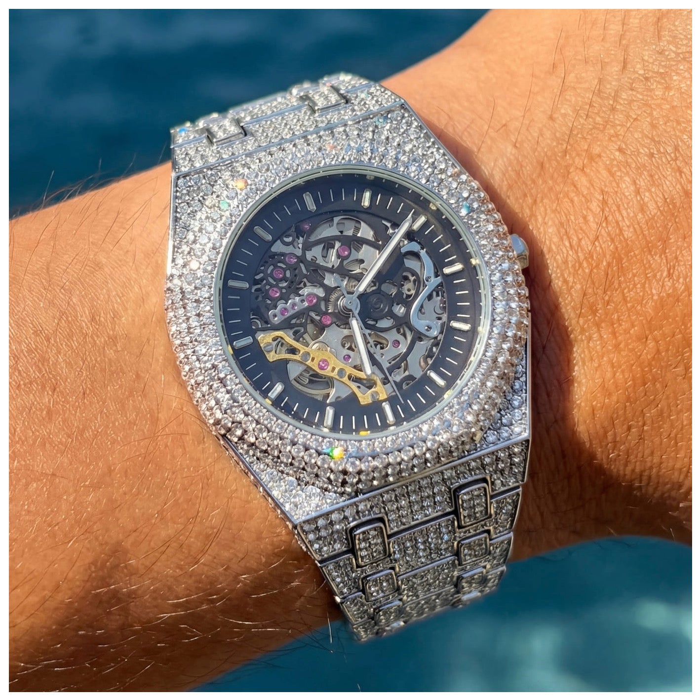 ICED OUT AUTOMATIK "SCHELETRO" UHR - ICERAIN JEWELRY