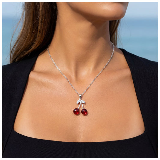 925S SILVER "CHERRY" KETTE - ICERAIN JEWELRY